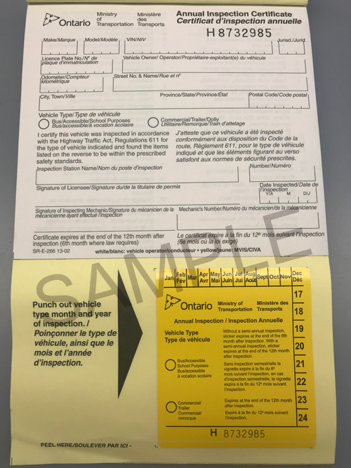 Annual-Inspection-Certificate & Yellow Sticker